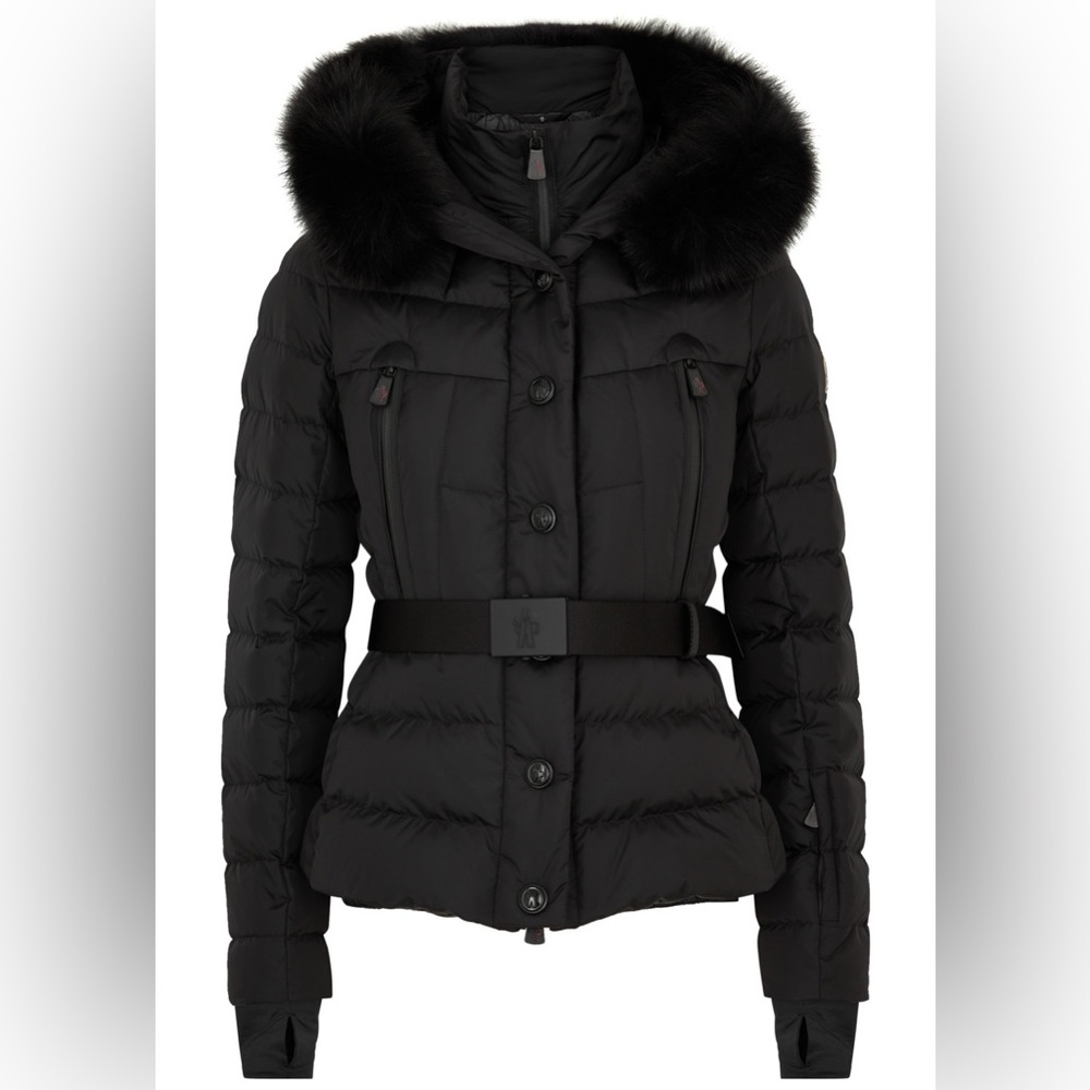 Moncler Black Puffer Jacket with Fur Hood